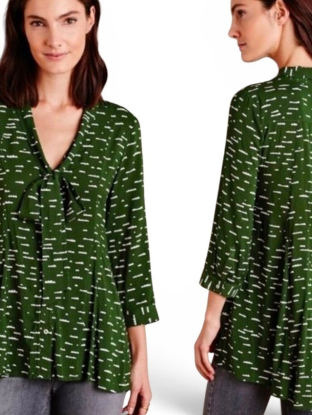 MAEVE X ANTHROPOLOGIE Green Cloud Watch 3/4 Sleeve Top - Small